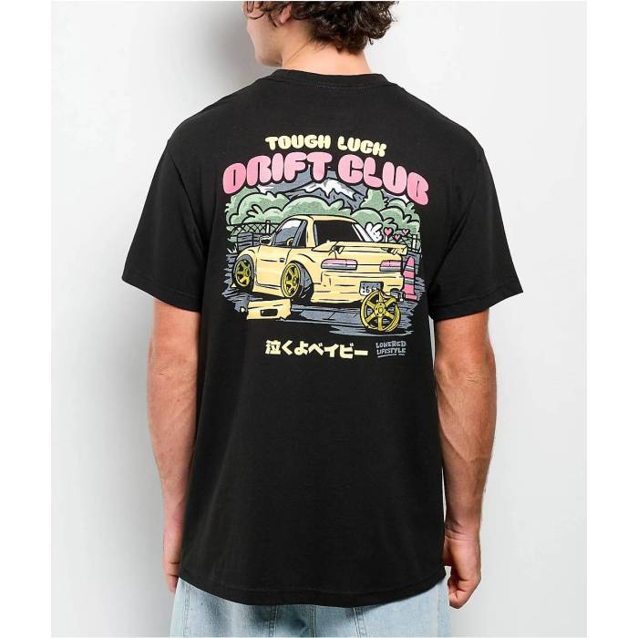 【★百貨店SALE★6/11真夜中2時迄】Lowered Lifestyle 【 Tough Luck Drift Club Black T-Shirt Men\u0027s Black 】 野球クラブ 黒いこと 黒いこと ティーシャツ メンズ 黒いこと 黒いこと