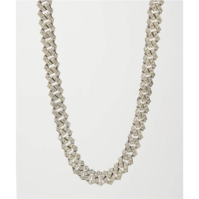 【★百貨店SALE★6/11十二時2時迄】The Gold Gods 【 Straight Edge Diamond \u0026 White Gold Cuban Chain Necklace Men\u0027s Silver 】 金剛石 白いこと 白いこと ゴールド キューバ共和国ン 首飾り メンズ Silver しろがね色・しろがね色