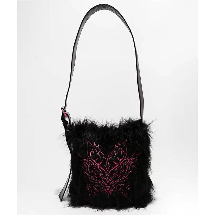 Vitriol 【 Cyberfly Black Faux Fur Tote Bag Unisex - 】 黒色 ブラック バッグ ユニセックス NULL