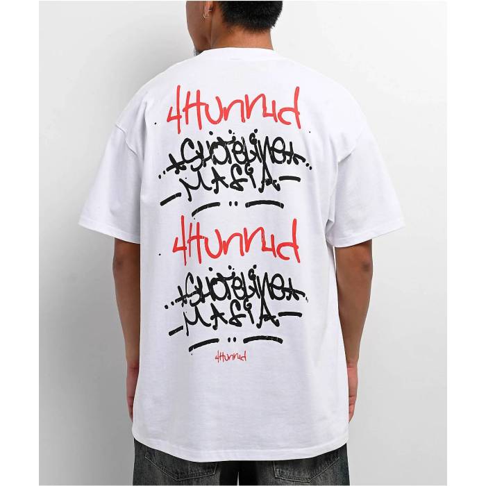 4Hunnid 【 X Shoreline Tagger White T-Shirt Men's White 】 白色 ホワイト Tシャツ メンズ 白色 ホワイト|スニケス