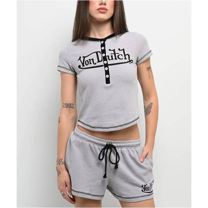 【★百貨店SALE★6/11真夜中2時迄】フォンダッチ Von Dutch 【 Grey Thermal Lounge Set Women\u0027s Grey 】 薄墨色 薄墨色 レディース 薄墨色 薄墨色