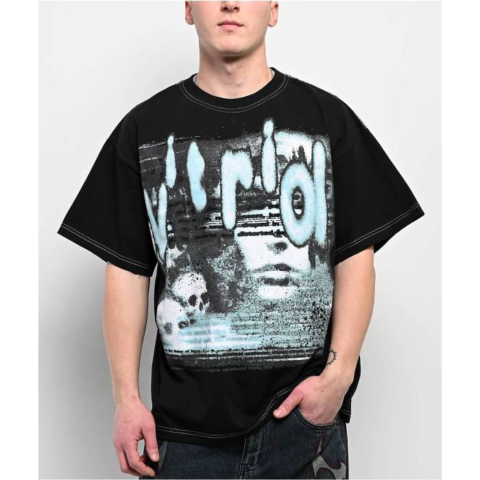 【★百貨店SALE★6/11真夜中2時迄】Vitriol 【 Cybercore Black T-Shirt Men\u0027s - 】 黒いこと 黒いこと ティーシャツ メンズ NULL
