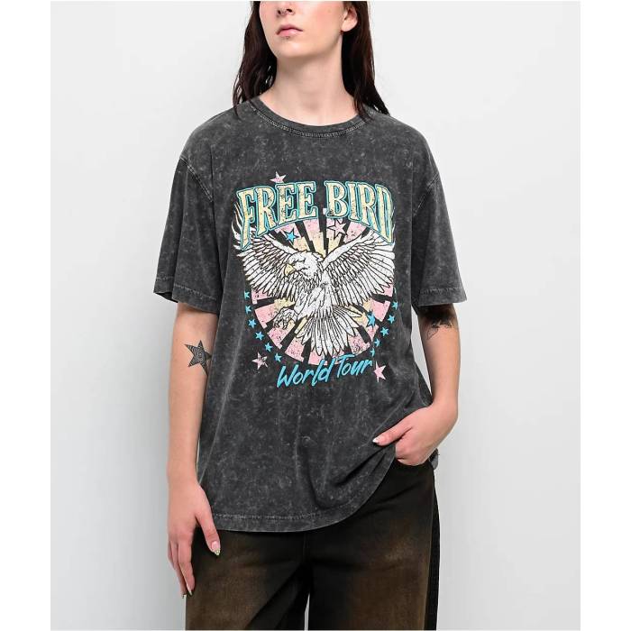 Zutter 【 Free Bird Grey T-Shirt Women Black 】 フリー 灰色 グレー Tシャツ レディース 黒色 ブラック