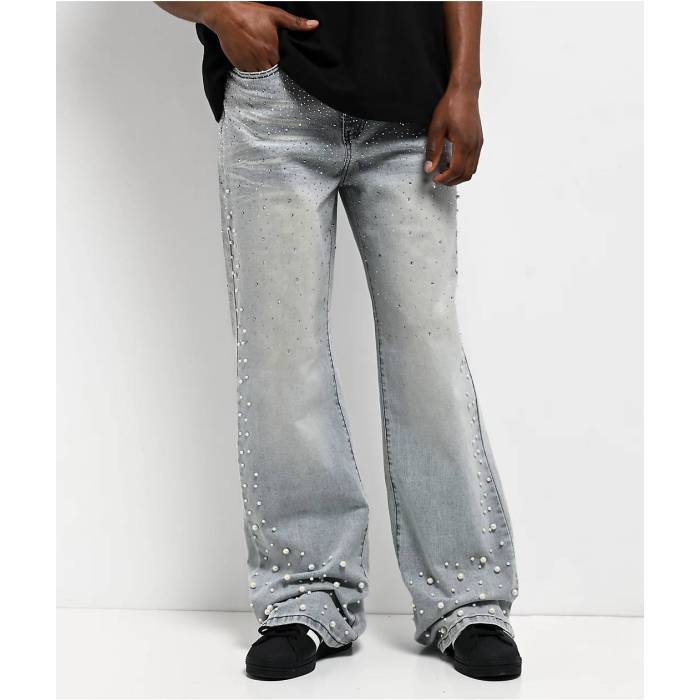 【★百貨店SALE★6/11夜夜中2時迄】アメリカンスティッチ American Stitch 【 Pearl Light Blue Wash Baggy Jeans Men\u0027s Light Pastel Blue 】 パール 青味 青み デニム メンズ 青味 青み