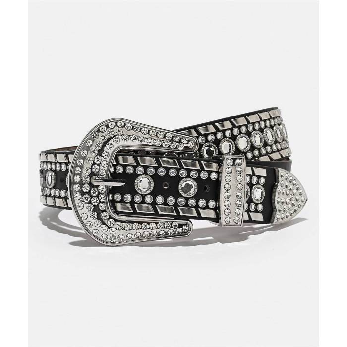 【★百貨店SALE★6/11十二時2時迄】Ella Shea 【 Rhombus Gem Bling Black Belt Men\u0027s Black 】 黒いこと 黒いこと 胴締め メンズ 黒いこと 黒いこと