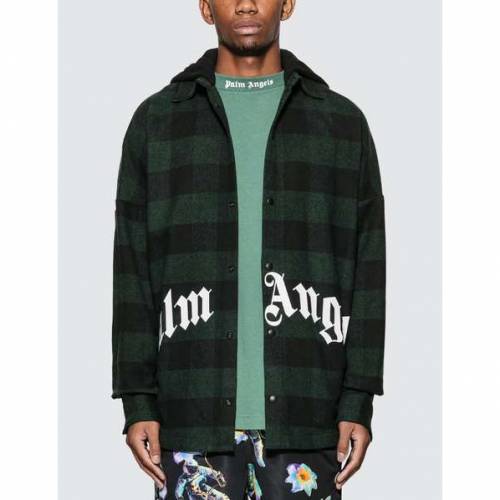 注目ブランド 楽天市場 パームエンジェルス Palm Angels エンゼルス フード付 ロゴ フォレスト 緑 グリーン 白色 ホワイト Green Palm Angels Hooded Logo Overshirt Forest White メンズファッション トップス パーカー スニケス 売り切れ必至 Www