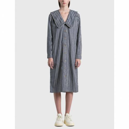ファッション ストライプ ドレス ストライプ Egret デニムシャツ Ganni ドレス レディース ファッションブランド カジュアル デニム Stripe Ganni Mixed Dress Egret スニケス