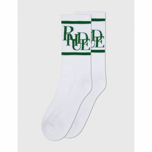 ルード Rhude ロゴ 靴下 白色 ホワイト フォレスト 緑 グリーン メンズ Green Rhude Scramble Logo Socks White Forest Linumconsult Co Uk