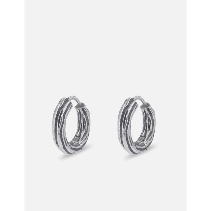 Midnightfactory 【 Woody Hoop Earrings Unisex Oxidised 】 フープ イヤリング ユニ一発やる