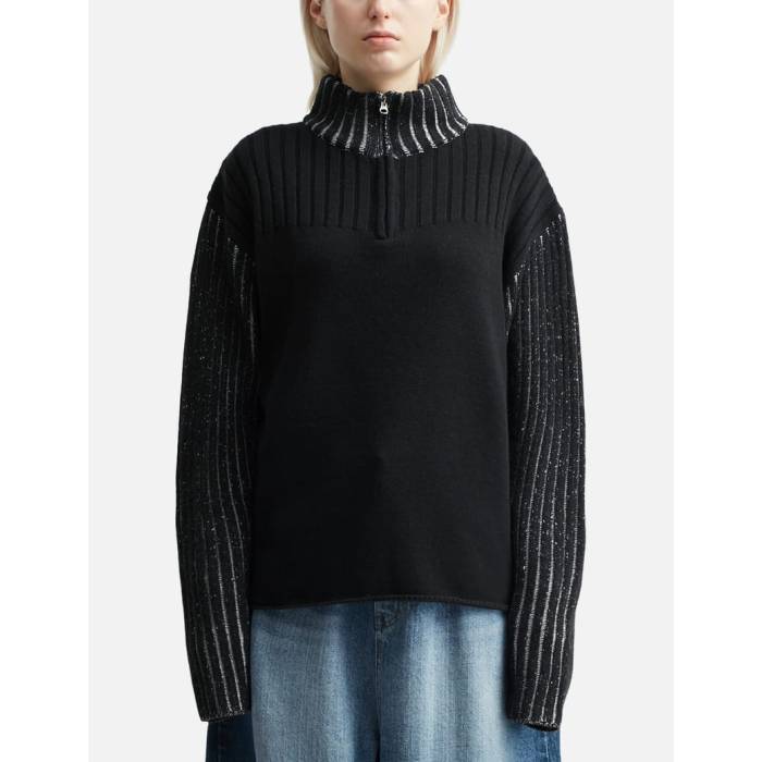 Deinet 【 Merino Wool Knit Half Zip-Up Unisex Black 】 ニット ハーフ ユニセックス 黒色 ブラック