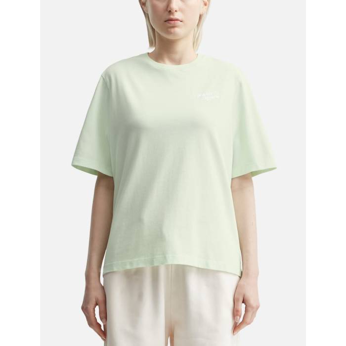 【 Maison Kitsune Handwriting Comfort Tee Shirt Women Mint Ice 】 プルオーバー レディース