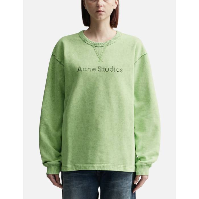 アクネストゥディオズ Acne Studios 【 Stud Logo Sweatshirt Women Bright Green 】 ロゴタイプ 汗水 調教師 レディース green 緑・緑であること