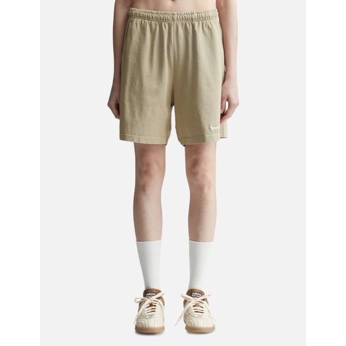 Sporty & Rich 【 Serif Logo Embroidered Gym Shorts Elephant/White Women Elephant/White 】 ロゴ ショーツ レディース エレファント 白色 ホワイト｜スニケス