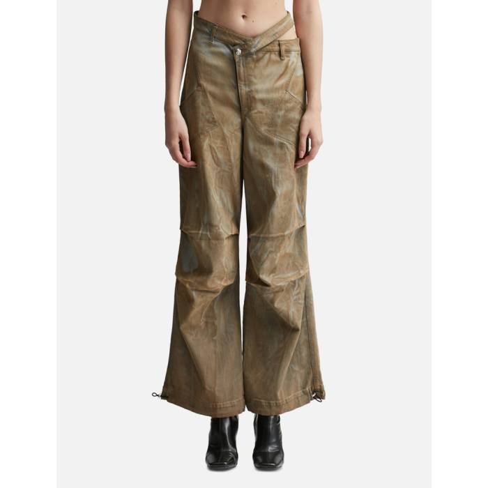 【 Washed Denim Cargo Pants Women Nude 】 デニム カーゴ レディース｜スニケス