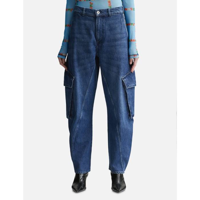 ジェイダブリューアンダーソン Jw Anderson 【 Twisted Cargo Denim Jeans Women Blue 】 積貨委託貨物 ジーンズ デニム レディース 青味 青み