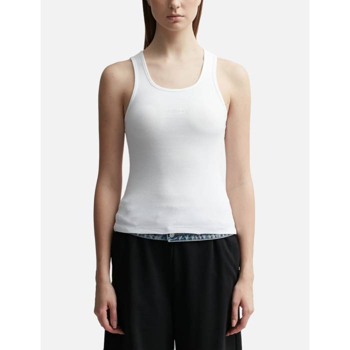 住み家 マルジェラ Mm6 Maison Margiela 【 Cotton Rib Jersey Vest Top Women White 】 ティーシャツ より良い レディース 白いこと 白いこと