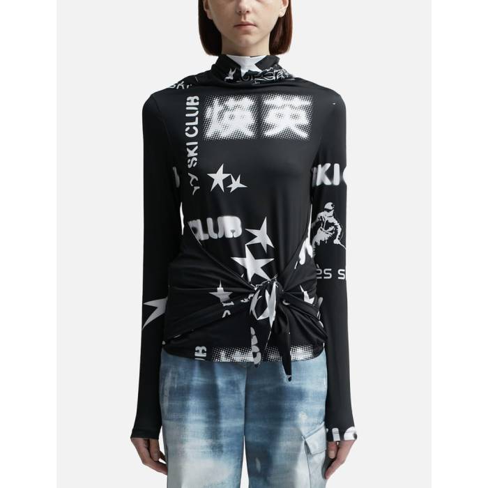 Open Yy 【 Collage Knot Top Women Black 】 レディース 黒色 ブラック