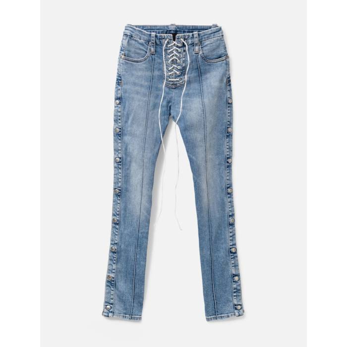 アンラベルプロジェクト Unravel Project 【 Snap Button Jeans Women Blue 】 デニム レディース 青碧 青色 ボトムス-パンツ