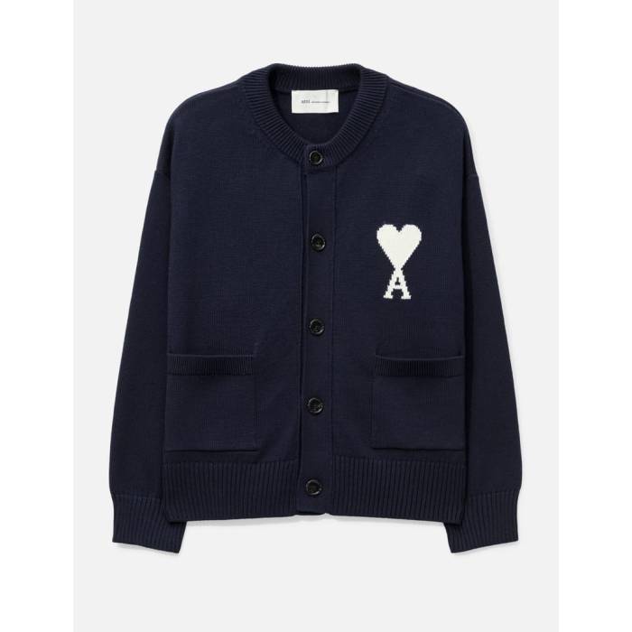 意中の女 Ami 【 Crewneck  De Coeur Cardigan Unisex Ink/Off White 】 ジレー ユニ一発やる 白いこと 白いこと