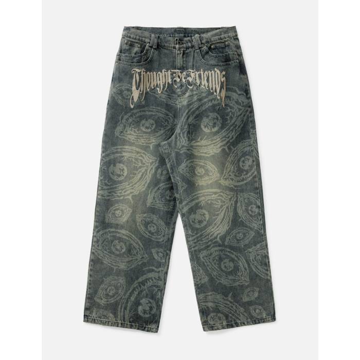 Thought We Friends 【 Eyethought Waxed Baggy Denims 2.0 Unisex Blue/ Beige 】 ユニ一発やる 青味 青み ベージュ