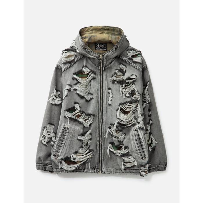 Thug Club 【 Hell Denim Camo Hooded Zip-Up Men Black 】 デニム カモ柄 フード付 メンズ 黒色 ブラック