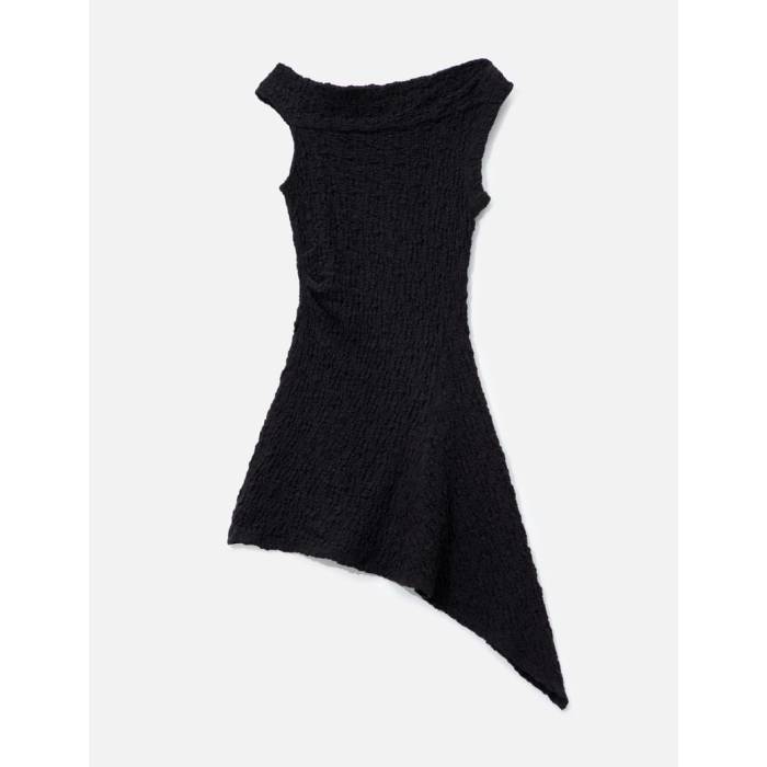 Anggae 【 Unbalanced Mini Dress Women Black 】 御召しもの レディース 黒いこと 黒いこと