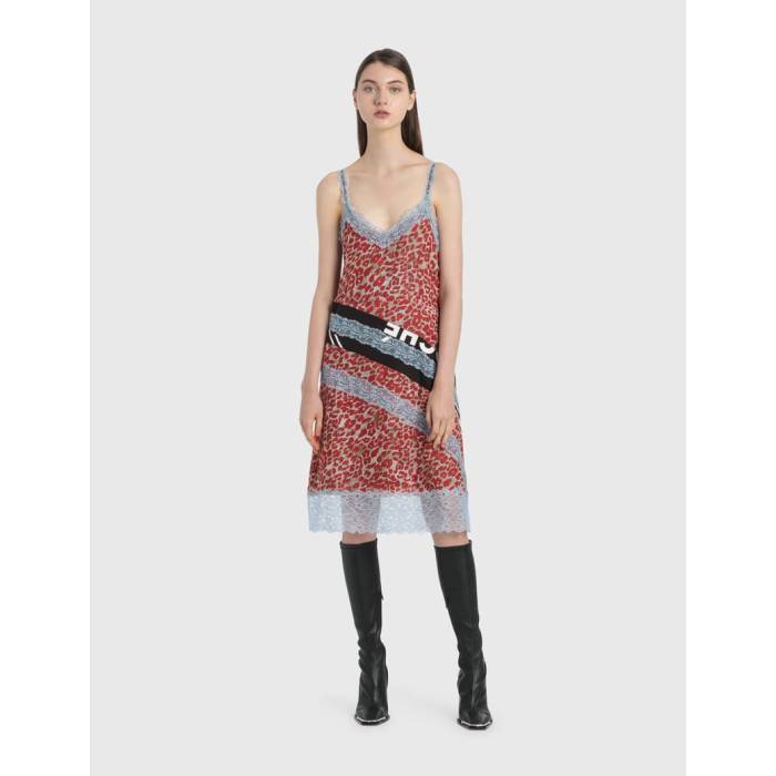 【 Leopard Print Slip Dress Women Red/Blue/Black 】 ヒョウ柄 レオパード お召しもの レディース Red 赤・赤いこと 青み 青色 黒いこと 黒いこと