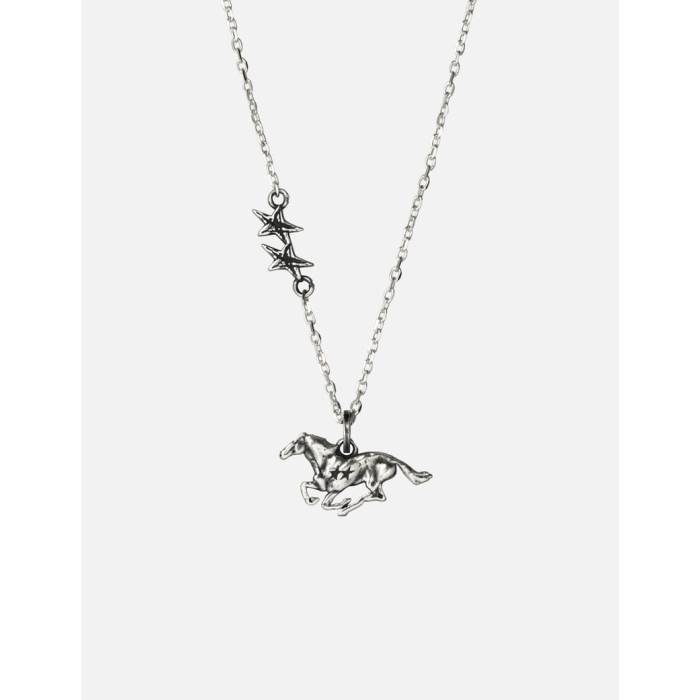 Twojeys 【 Horse Necklace Unisex Silver 】 首飾り ユニ一発やる Silver しろがね色・しろがね色