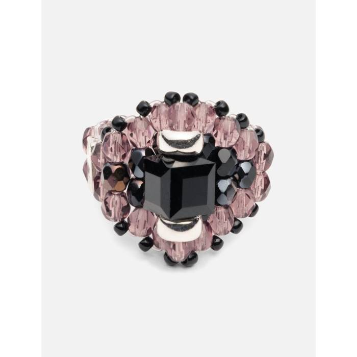 ニードルズ Needles 【 X Tie A Knot Square Crystal Beads Ring Men B-Black/ Purple 】 タイ メンズ Purple 紫・パープル