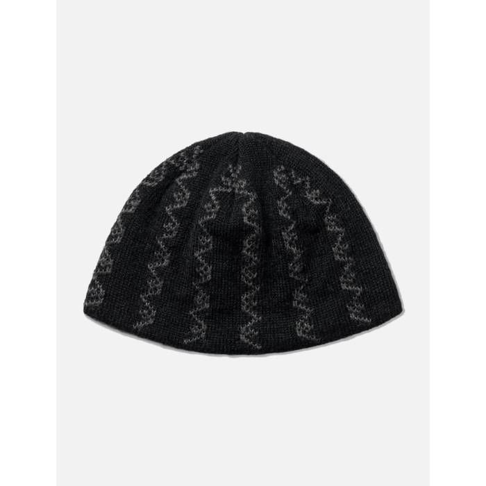 Polyteru 【 Knit Beanie Light Ethnic Unisex Black 】 ニット キャップ 帽子 ユニセックス 黒色 ブラック