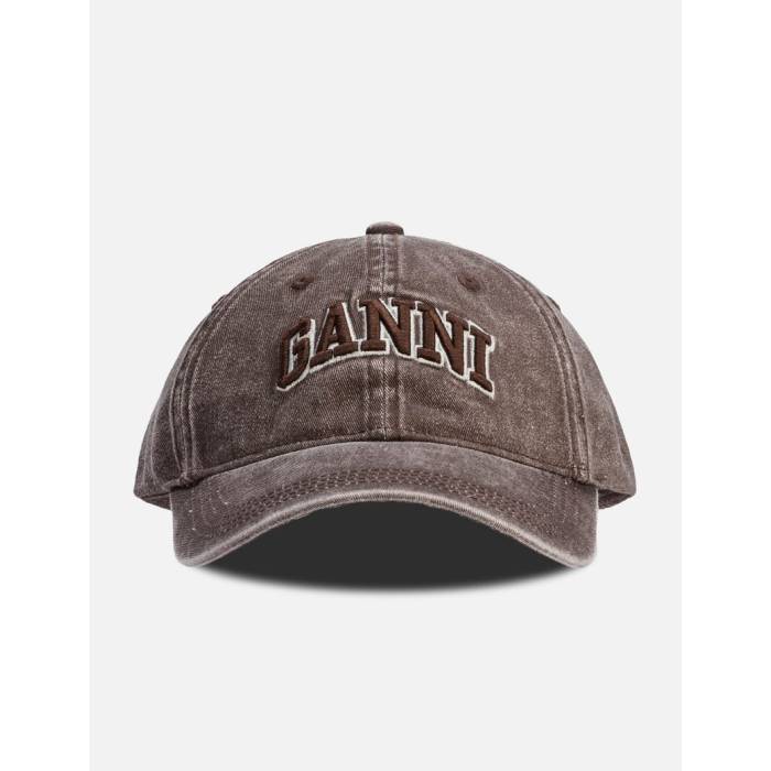 ガニー Ganni 【 Washed Canvas Cap Women Chocolate Plum 】 旗がしら かぶり笠 レディース