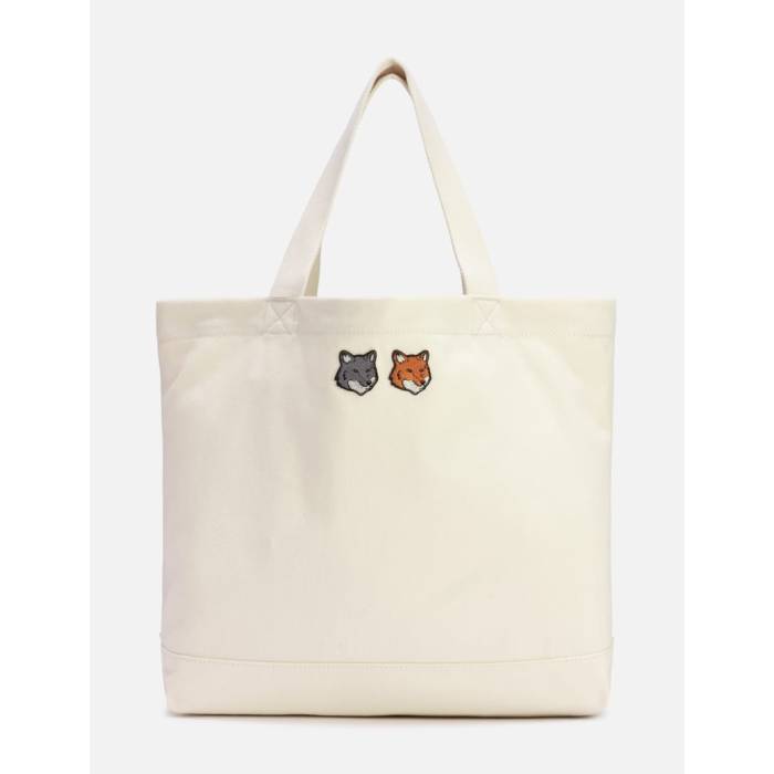 【 Double Fox Head Tote Unisex Ecru 】 稲荷 ユニ一発やる