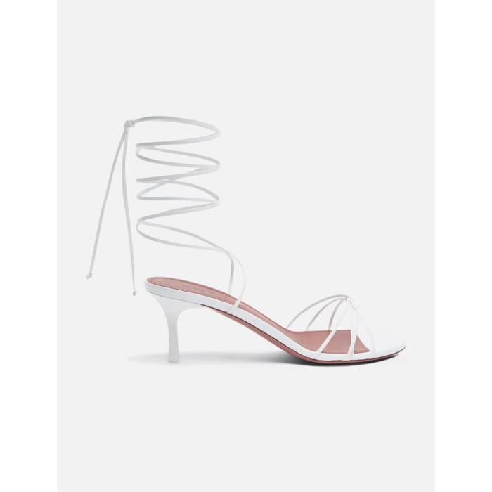 Amina Muaddi 【 Lori Lace Up Sandal 60 Women White Nappa 】 レディース 白いこと 白いこと