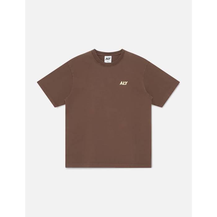 Aly 【 " Logo Brown" T-Shirt Men Brown 】 ロゴ Tシャツ メンズ 茶色 ブラウン|スニケス