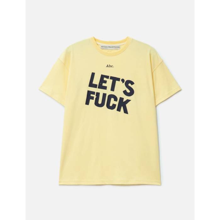 Advisory Board Crystals 【 Abc. Let\u0027s Fuck Short Sleeve Tee Men Raffia Yellow 】 Sleeve 衣袂 ティーシャツ メンズ yellow 黄味がかった・黄色