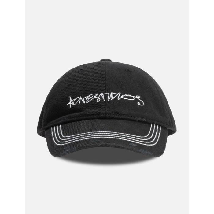 アクネストゥディオズ Acne Studios 【 Twill Logo Cap Unisex Black 】 ロゴタイプ 鳥打ち帽 かぶり笠 ユニ一発やる 黒いこと 黒いこと