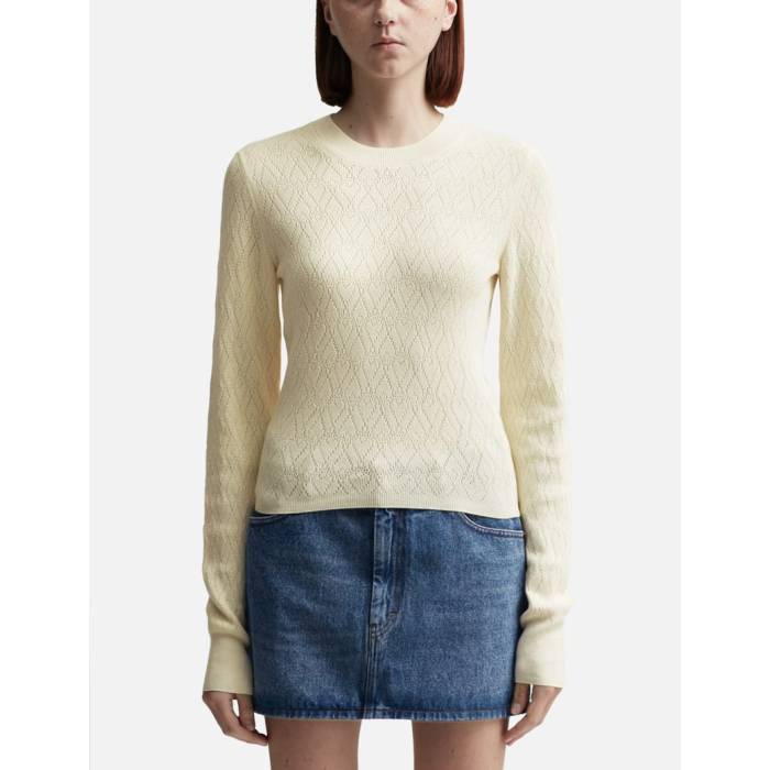 意中の女 Ami 【 De Coeur Pointelle Crew Neck Sweater Women Off-White 】 労働者の一団 調教師 レディース 象牙色