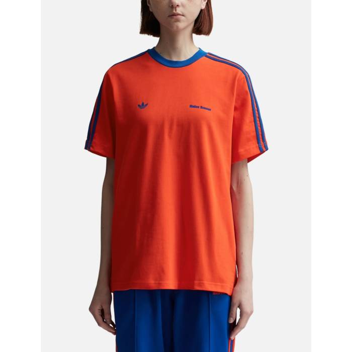 アディダス Adidas Originals 【 Wales Bonner Short Sleeve T-Shirt Unisex Bold Orange / Royal Blue 】 Sleeve スリーブ Tシャツ ユニセックス orange 橙・オレンジ 青色 ブルー