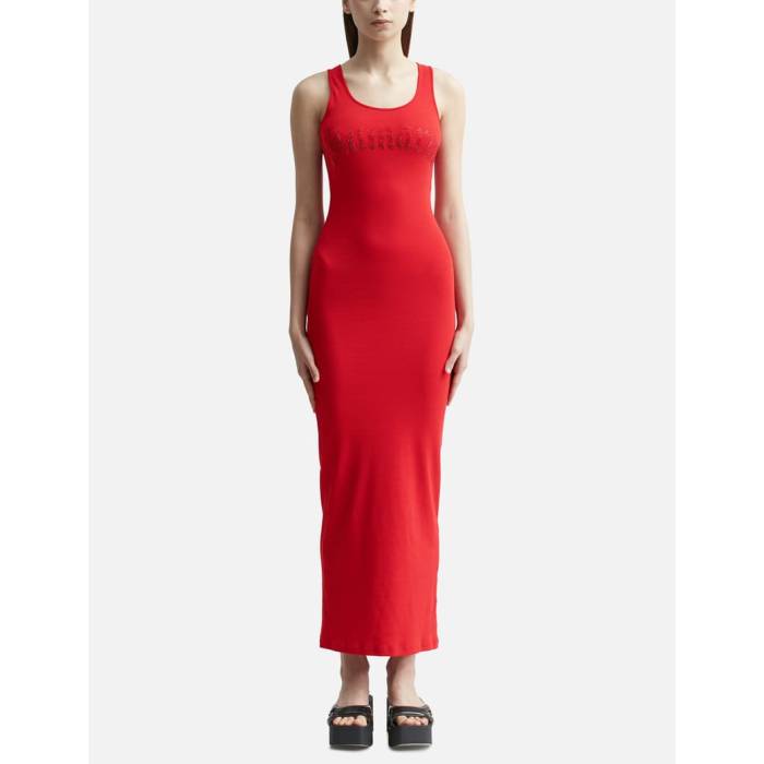 Blumarine 【 Logo Long Dress Women Lipstick Red 】 ロゴタイプ 御召しもの レディース Red 赤・赤いこと
