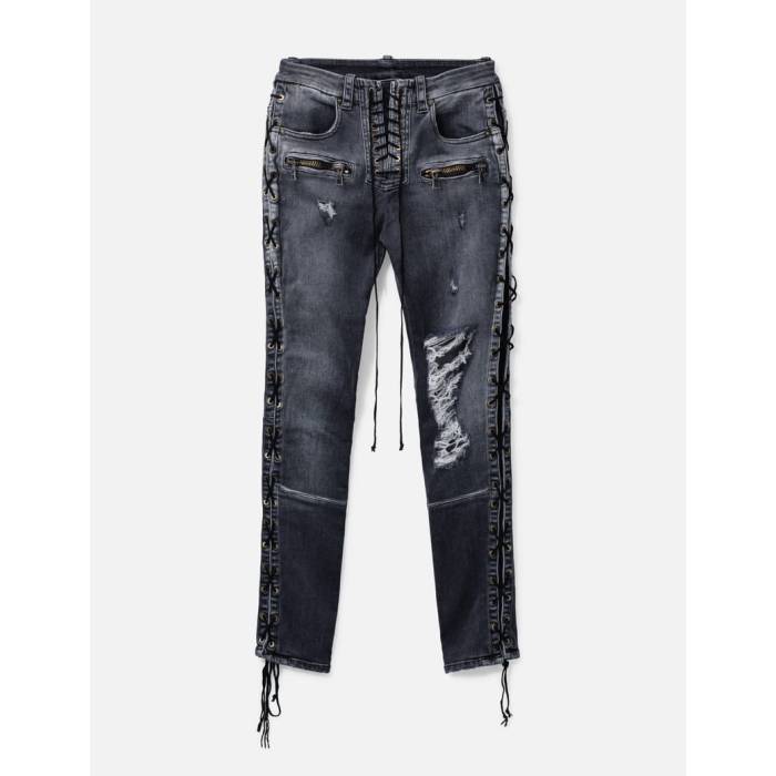 アンラベルプロジェクト Unravel Project 【 Lace Up Jeans Women Black 】 デニム レディース 黒いこと 黒いこと ボトムス-パンツ-レディースファッション