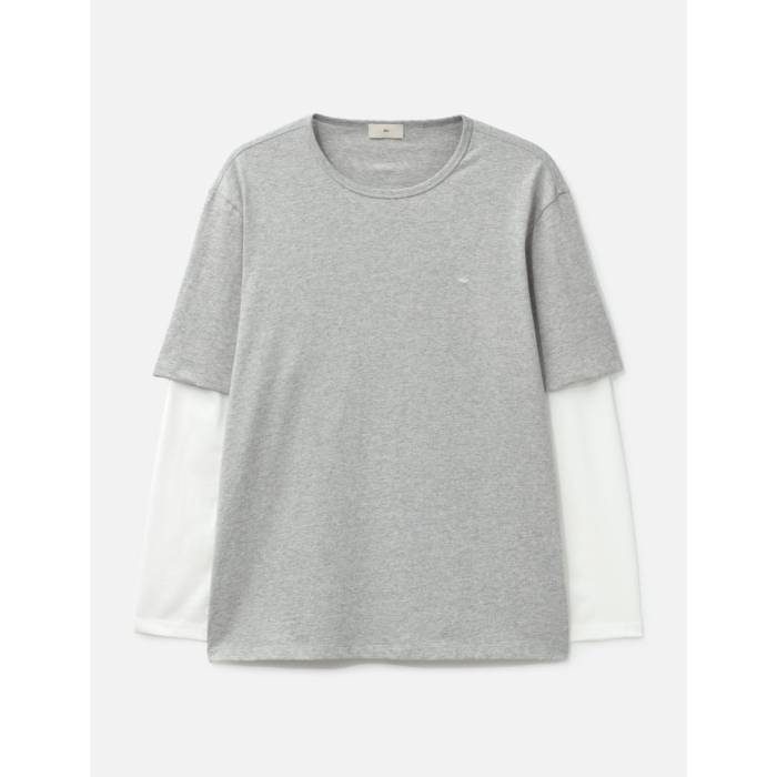 Mier 【 Brad Double-Sleeve T-Shirt Men Grey/White 】 Tシャツ メンズ 灰色 グレー 白色 ホワイト|スニケス