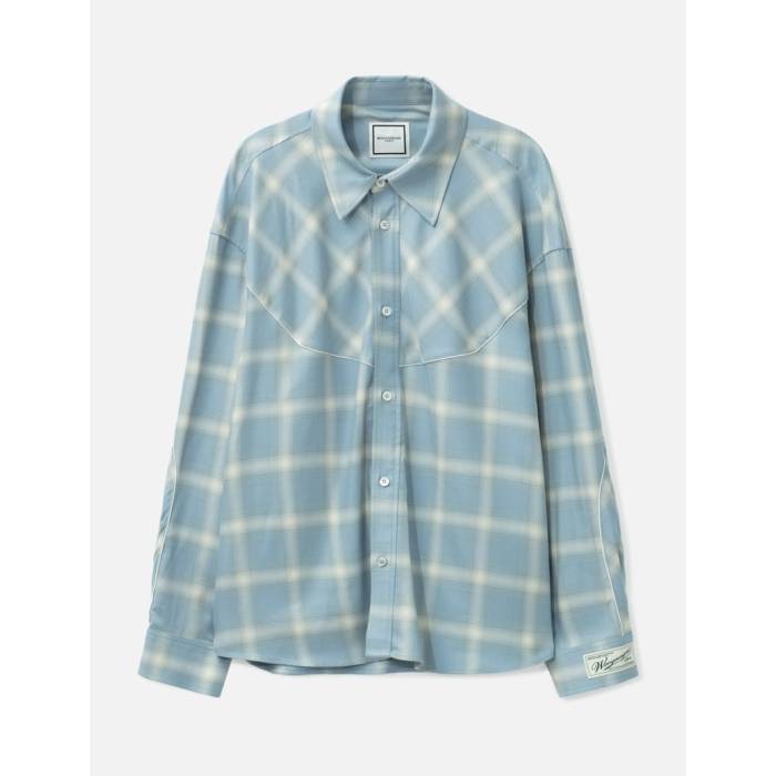 ウーヨンミ Wooyoungmi 【 Blue Gradient Check Western Shirt Men 824L - Blue 】 青碧 青碧 ウェスタン メンズ 青碧 青碧