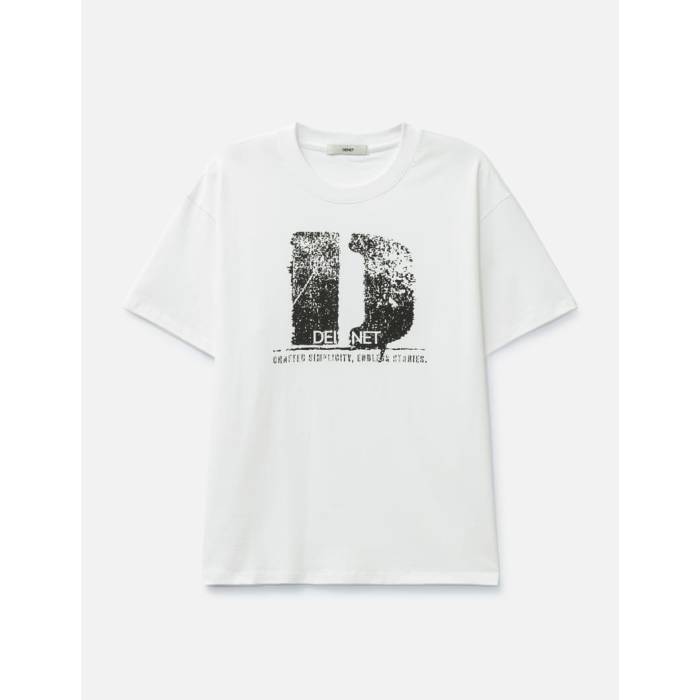 Deinet 【 D Accent Crack Logo T-Shirts White Unisex White 】 ロゴタイプ ティーシャツ 白いこと 白いこと ユニ一発やる 白いこと 白いこと