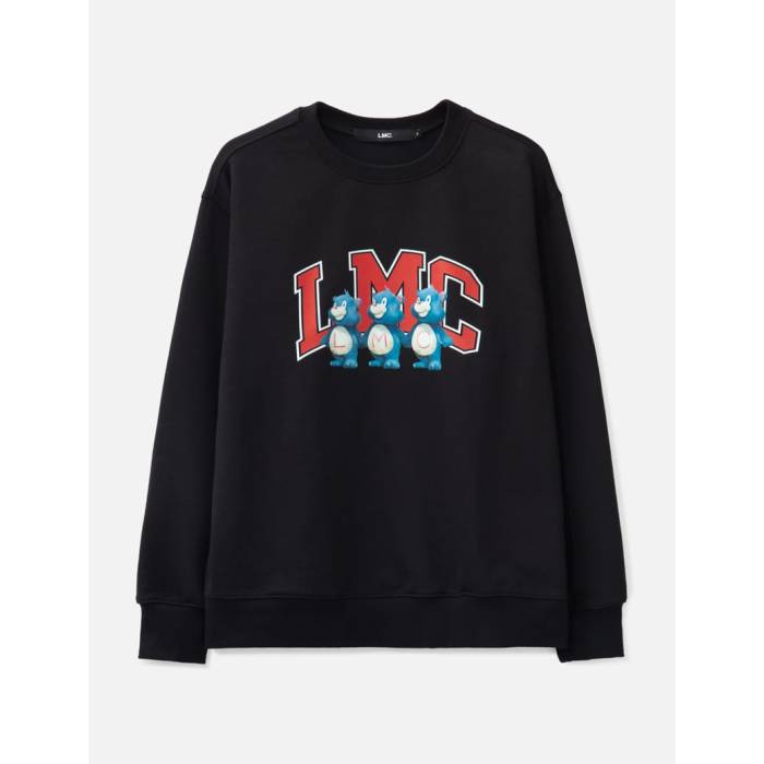 Lmc 【 Three Bears Arch Logo Sweatshirt Men Black 】 bears ベアーズ ロゴタイプ 汗水 調教師 メンズ 黒いこと 黒いこと