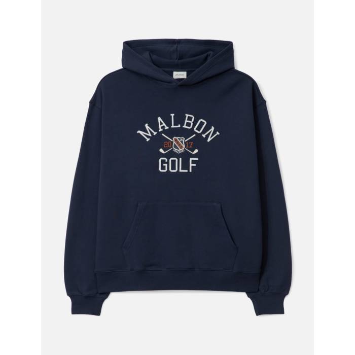 Malbon Golf 【 Fesque Crest Hoodie Men Navy 】 フーディー パーカー メンズ 紺色 米国海軍