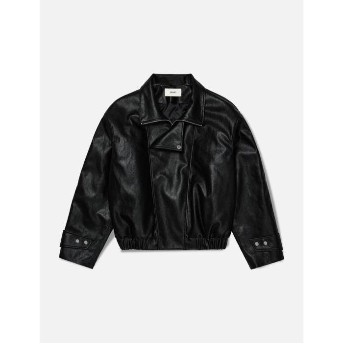 Deinet 【 Faux Leather Bomber Jacket Unisex Black 】 なめし革 Jacket 上衣 ユニ一発やる 黒いこと 黒いこと