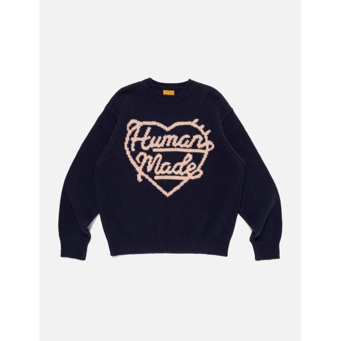 ヒューマンメイド Human Made 【 Heart Knit Sweater Unisex Navy 】 ニット トレーナー ユニセックス 紺色 ネイビー