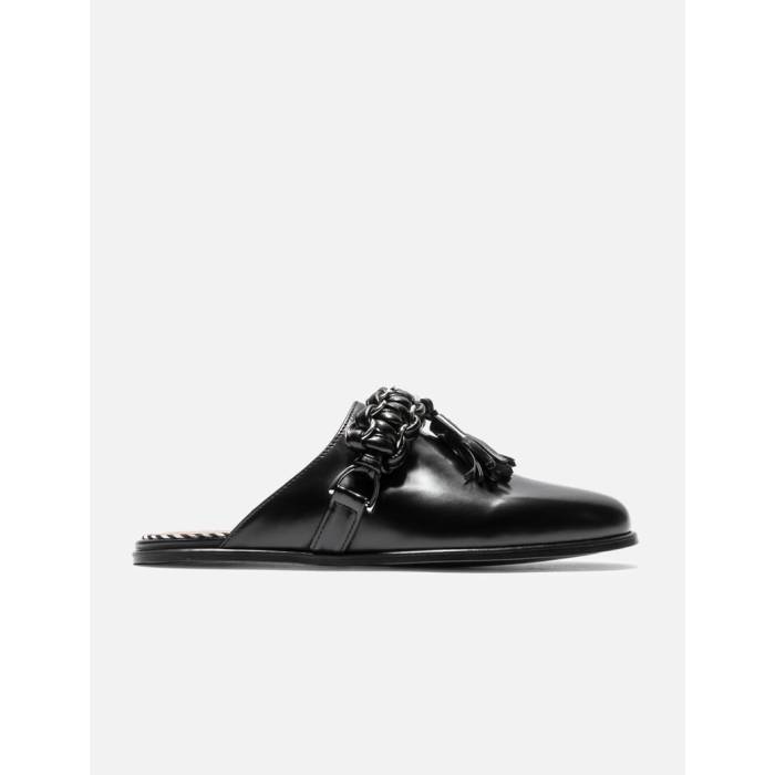 Toga Pulla 【 Tassel Braid Mules Women Black Polido 】 レディース 黒いこと 黒いこと