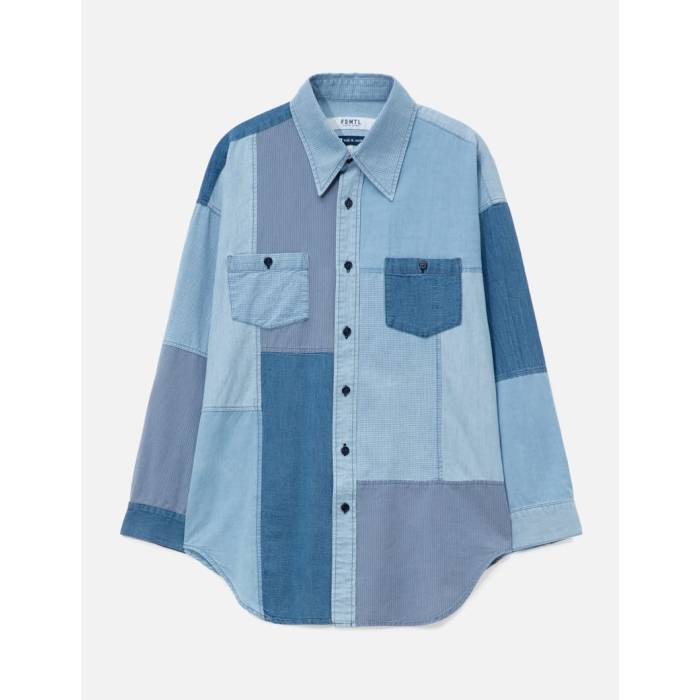 Fdmtl 【 Patchwork Shirt 3Yr Wash Men Indigo 】 メンズ 藍色・インディゴ