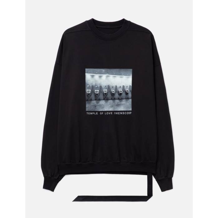リック・オウエンス・ダークシャドウ Rick Owens Drkshdw 【 Hun Crewneck Sweatshirt Men Black/ Milk 】 汗水 調教師 メンズ 黒いこと 黒いこと